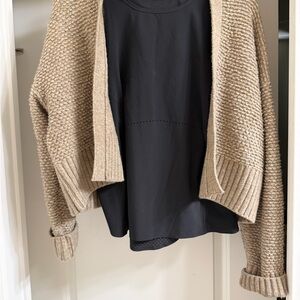 Womens Abercrombie Knit Open-Front Sweater Cardigan - Beige
